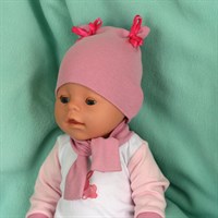 Одежда для бебиборна (рост 43 см) Шапочка и шарф розовые, ОК-003, 1 комплект